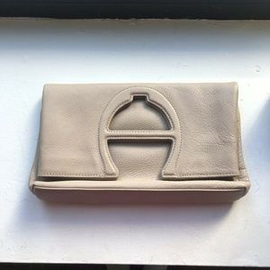 Etienne Aigner Leather Bombe A Fold Over Clutch